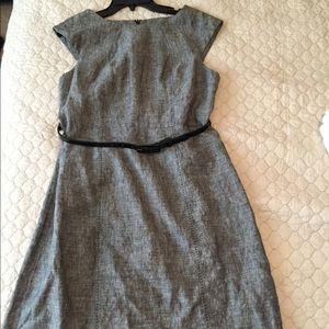 Mercer&Madison office gray linen dress&belt Sz 8.